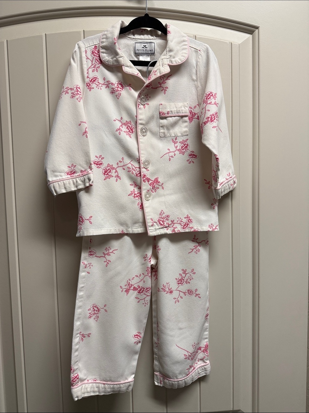 Petite Plume Pink Floral White Pajama Set